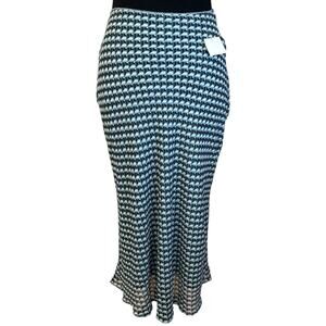 New ~ NORDSTROM RACK ~Blue Mineral Bias Diamond Chiffon Bias Midi Skirt Size XS